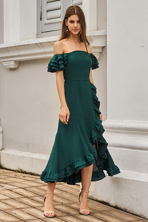 green midi dress