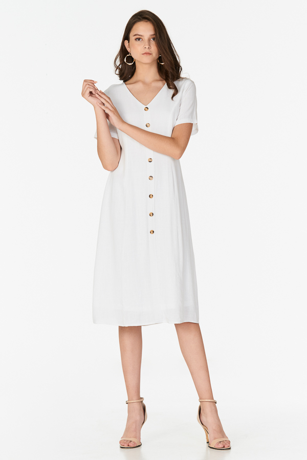 White Linen Dress Buttons Online Sale ...